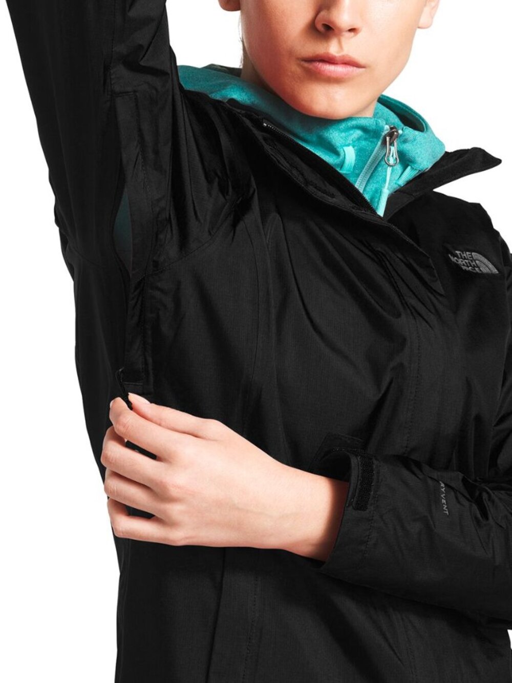 NWT THE NORTH FACE Women’s Venture 2 Waterproof Hooded Rain Jacket Black Size L - Picture 3 of 6